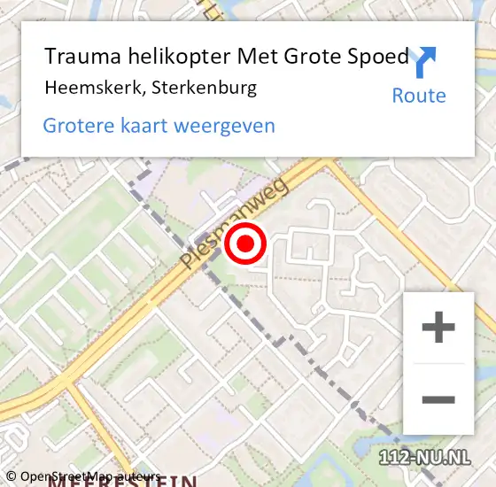 Locatie op kaart van de 112 melding: Trauma helikopter Met Grote Spoed Naar Heemskerk, Sterkenburg op 5 juli 2022 18:59