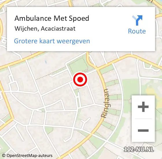 Locatie op kaart van de 112 melding: Ambulance Met Spoed Naar Wijchen, Acaciastraat op 5 juli 2022 19:10