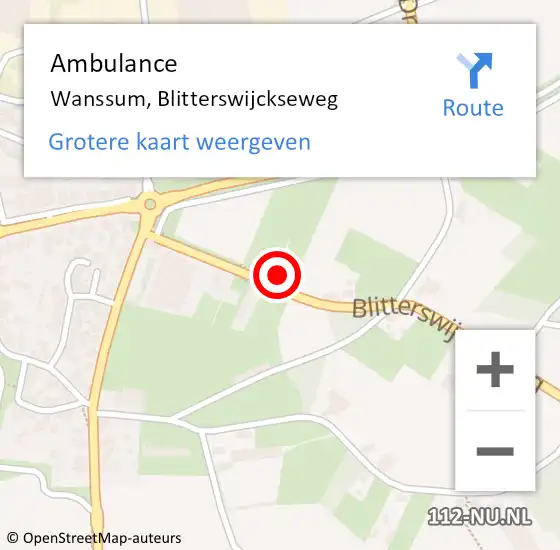 Locatie op kaart van de 112 melding: Ambulance Wanssum, Blitterswijckseweg op 22 juli 2014 11:33