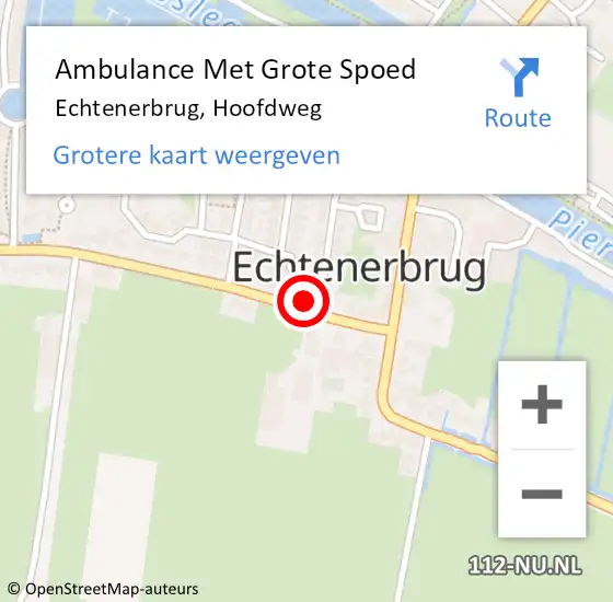 Locatie op kaart van de 112 melding: Ambulance Met Grote Spoed Naar Echtenerbrug, Hoofdweg op 5 juli 2022 19:20