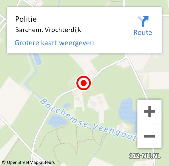 Locatie op kaart van de 112 melding: Politie Barchem, Vrochterdijk op 5 juli 2022 19:22