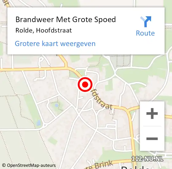 Locatie op kaart van de 112 melding: Brandweer Met Grote Spoed Naar Rolde, Hoofdstraat op 5 juli 2022 19:39