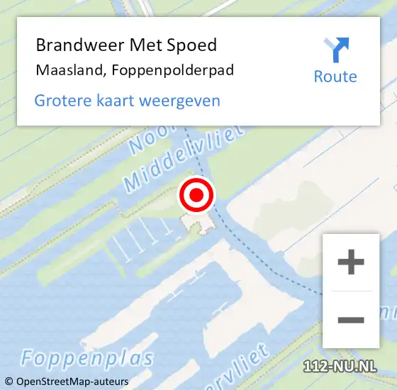 Locatie op kaart van de 112 melding: Brandweer Met Spoed Naar Maasland, Foppenpolderpad op 5 juli 2022 19:50