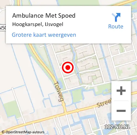 Locatie op kaart van de 112 melding: Ambulance Met Spoed Naar Hoogkarspel, IJsvogel op 5 juli 2022 19:55