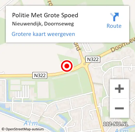 Locatie op kaart van de 112 melding: Politie Met Grote Spoed Naar Nieuwendijk, Doornseweg op 5 juli 2022 19:57