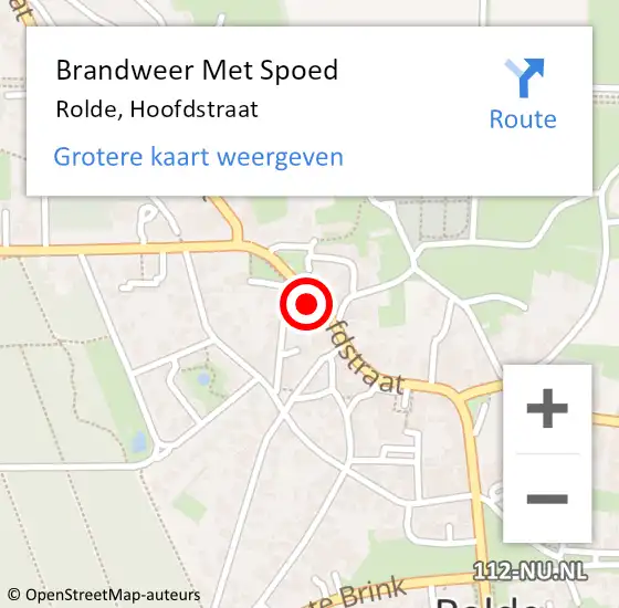 Locatie op kaart van de 112 melding: Brandweer Met Spoed Naar Rolde, Hoofdstraat op 5 juli 2022 20:12