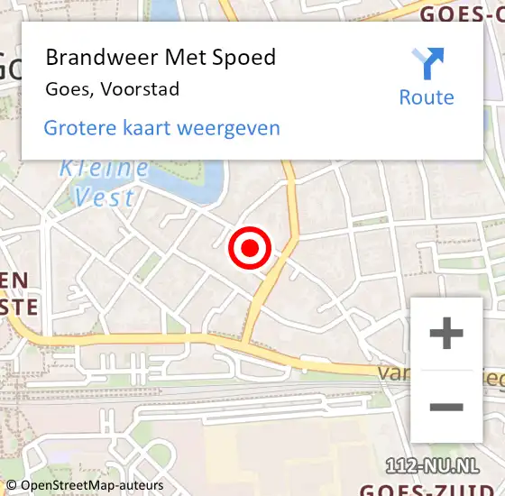 Locatie op kaart van de 112 melding: Brandweer Met Spoed Naar Goes, Voorstad op 5 juli 2022 20:13