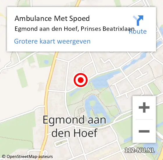 Locatie op kaart van de 112 melding: Ambulance Met Spoed Naar Egmond aan den Hoef, Prinses Beatrixlaan op 5 juli 2022 20:22