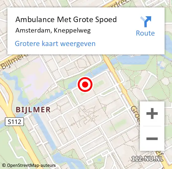 Locatie op kaart van de 112 melding: Ambulance Met Grote Spoed Naar Amsterdam-Zuidoost, Kneppelweg op 5 juli 2022 21:04