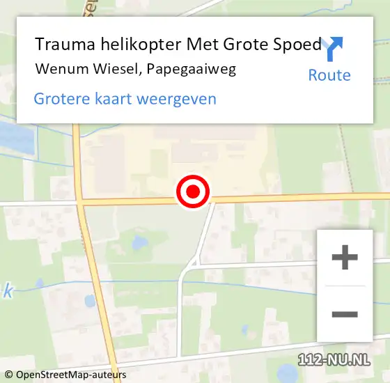 Locatie op kaart van de 112 melding: Trauma helikopter Met Grote Spoed Naar Wenum Wiesel, Papegaaiweg op 5 juli 2022 21:09