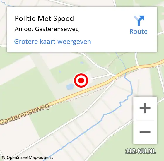 Locatie op kaart van de 112 melding: Politie Met Spoed Naar Anloo, Gasterenseweg op 5 juli 2022 21:12