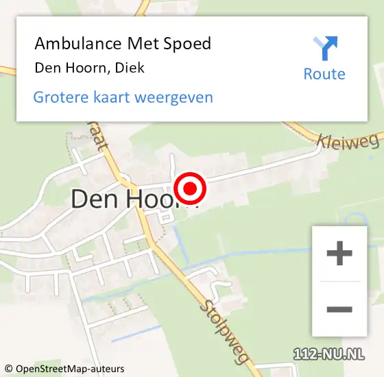 Locatie op kaart van de 112 melding: Ambulance Met Spoed Naar Den Hoorn, Diek op 5 juli 2022 21:20