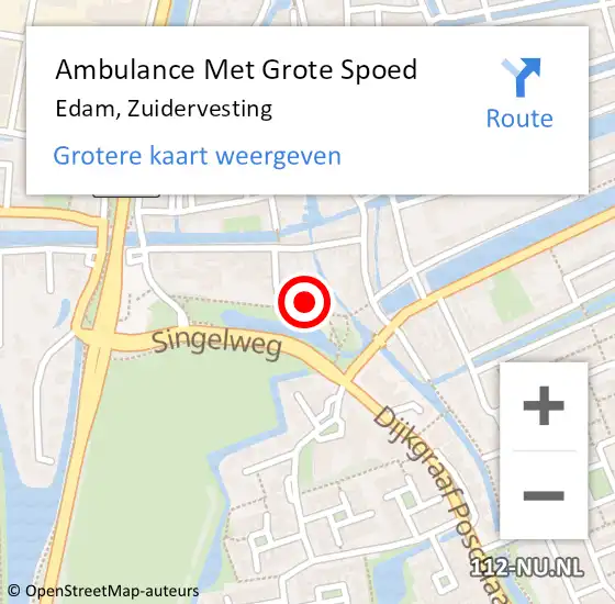 Locatie op kaart van de 112 melding: Ambulance Met Grote Spoed Naar Edam, Zuidervesting op 5 juli 2022 21:22