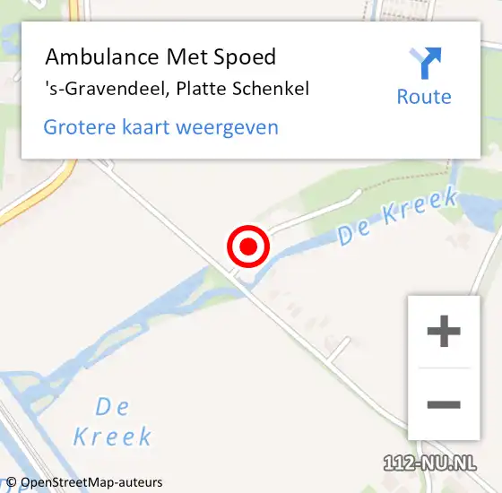 Locatie op kaart van de 112 melding: Ambulance Met Spoed Naar 's-Gravendeel, Platte Schenkel op 5 juli 2022 21:27