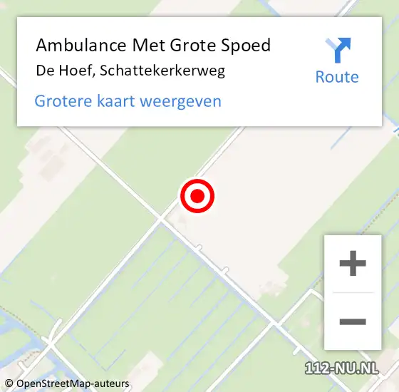 Locatie op kaart van de 112 melding: Ambulance Met Grote Spoed Naar De Hoef, Schattekerkerweg op 5 juli 2022 21:40