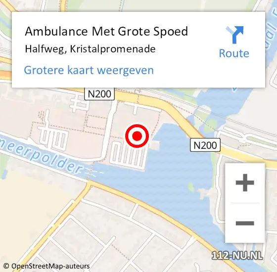 Locatie op kaart van de 112 melding: Ambulance Met Grote Spoed Naar Halfweg, Kristalpromenade op 5 juli 2022 21:43