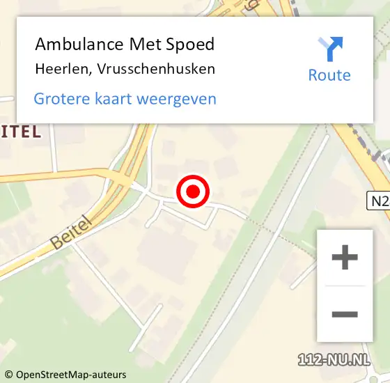 Locatie op kaart van de 112 melding: Ambulance Met Spoed Naar Heerlen, Vrusschenhusken op 5 juli 2022 22:05