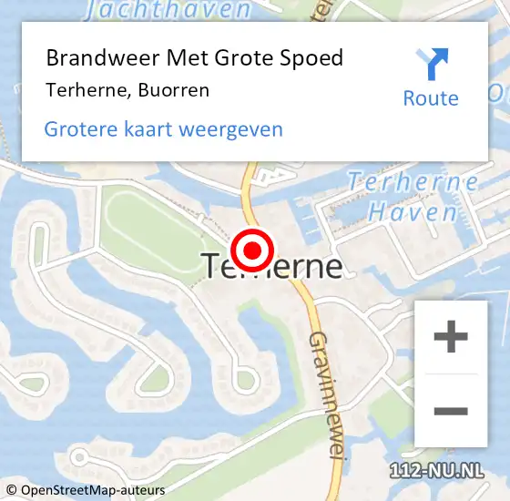 Locatie op kaart van de 112 melding: Brandweer Met Grote Spoed Naar Terherne, Buorren op 5 juli 2022 22:35