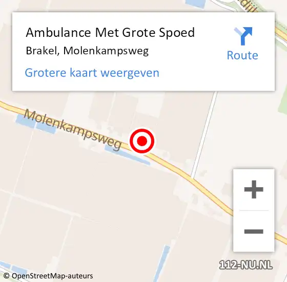 Locatie op kaart van de 112 melding: Ambulance Met Grote Spoed Naar Brakel, Molenkampsweg op 5 juli 2022 22:50