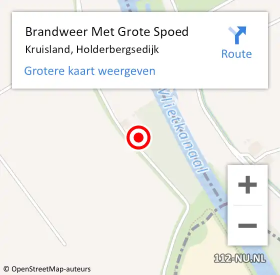 Locatie op kaart van de 112 melding: Brandweer Met Grote Spoed Naar Kruisland, Holderbergsedijk op 5 juli 2022 23:01