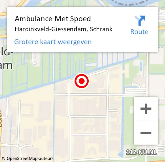 Locatie op kaart van de 112 melding: Ambulance Met Spoed Naar Hardinxveld-Giessendam, Schrank op 5 juli 2022 23:09