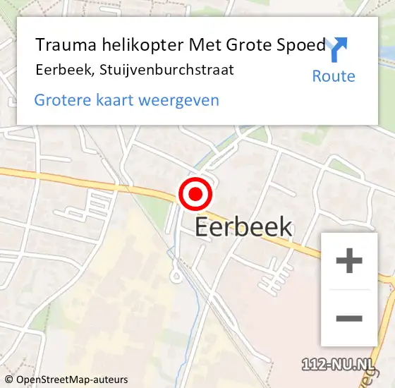 Locatie op kaart van de 112 melding: Trauma helikopter Met Grote Spoed Naar Eerbeek, Stuijvenburchstraat op 5 juli 2022 23:48