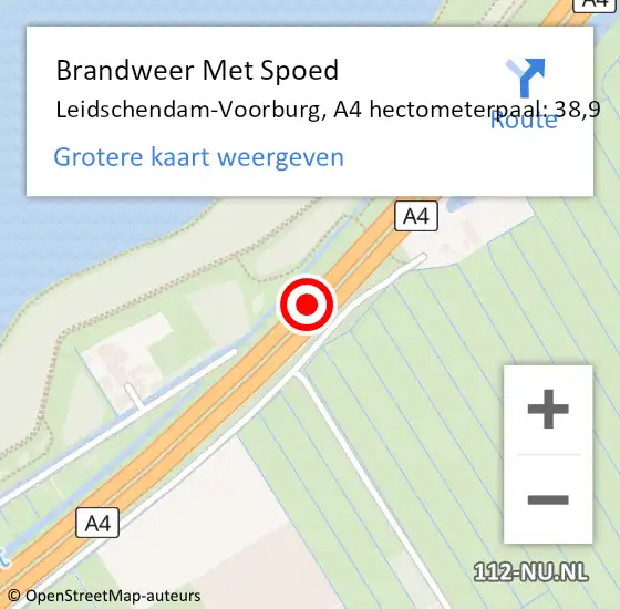 Locatie op kaart van de 112 melding: Brandweer Met Spoed Naar Leidschendam-Voorburg, A4 hectometerpaal: 38,9 op 6 juli 2022 00:08