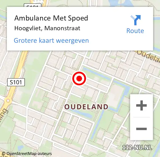 Locatie op kaart van de 112 melding: Ambulance Met Spoed Naar Hoogvliet, Manonstraat op 6 juli 2022 00:11