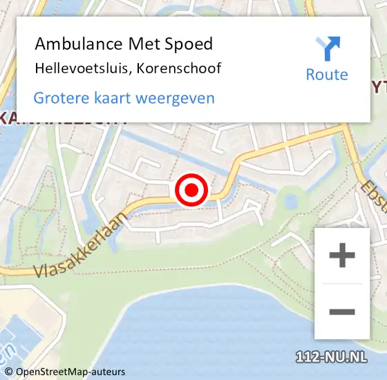 Locatie op kaart van de 112 melding: Ambulance Met Spoed Naar Hellevoetsluis, Korenschoof op 6 juli 2022 00:12