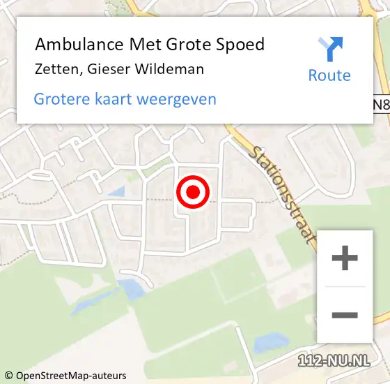 Locatie op kaart van de 112 melding: Ambulance Met Grote Spoed Naar Zetten, Gieser Wildeman op 6 juli 2022 00:59