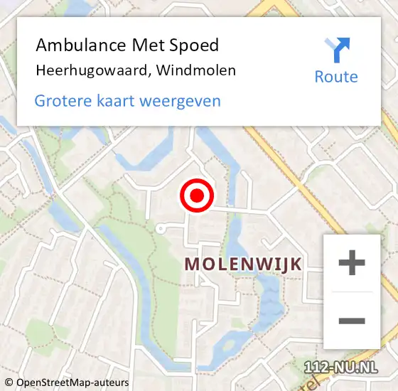 Locatie op kaart van de 112 melding: Ambulance Met Spoed Naar Heerhugowaard, Windmolen op 6 juli 2022 01:18