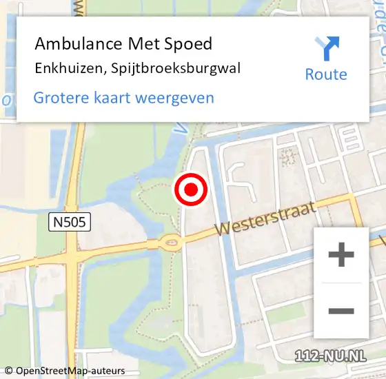 Locatie op kaart van de 112 melding: Ambulance Met Spoed Naar Enkhuizen, Spijtbroeksburgwal op 6 juli 2022 02:19