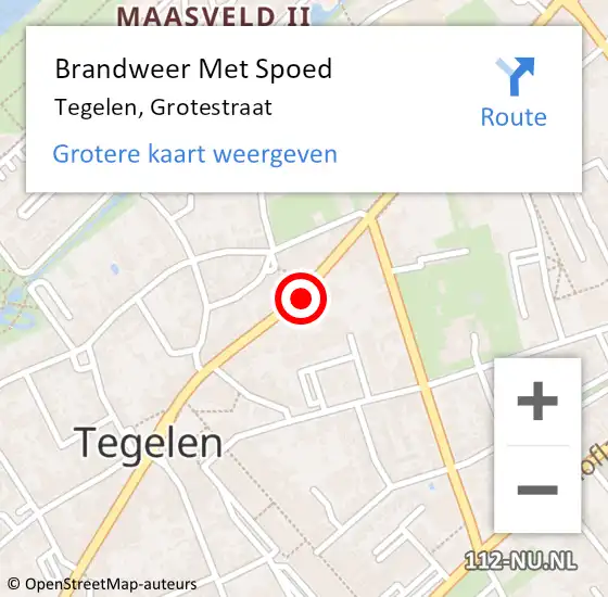 Locatie op kaart van de 112 melding: Brandweer Met Spoed Naar Tegelen, Grotestraat op 6 juli 2022 03:04