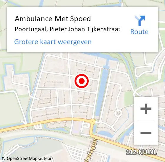 Locatie op kaart van de 112 melding: Ambulance Met Spoed Naar Poortugaal, Pieter Johan Tijkenstraat op 6 juli 2022 03:16