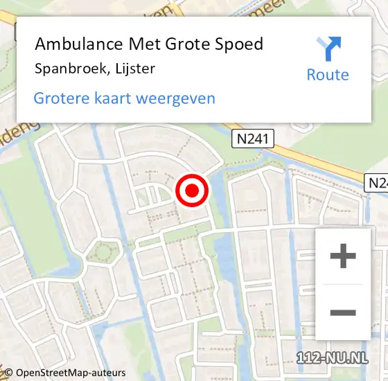 Locatie op kaart van de 112 melding: Ambulance Met Grote Spoed Naar Spanbroek, Lijster op 6 juli 2022 05:58