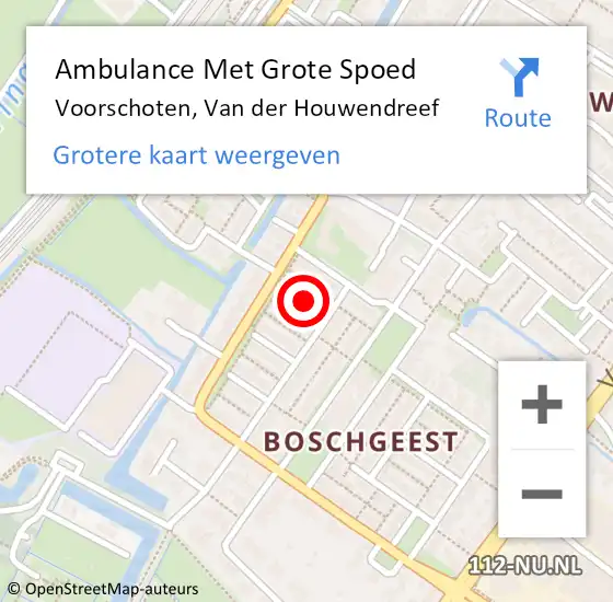 Locatie op kaart van de 112 melding: Ambulance Met Grote Spoed Naar Voorschoten, Van der Houwendreef op 6 juli 2022 06:22