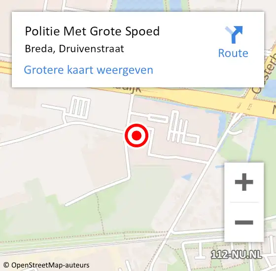 Locatie op kaart van de 112 melding: Politie Met Grote Spoed Naar Breda, Druivenstraat op 6 juli 2022 06:33