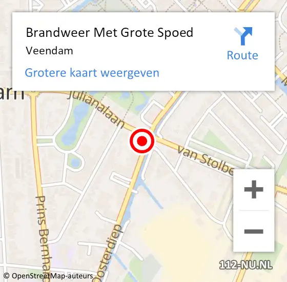 Locatie op kaart van de 112 melding: Brandweer Met Grote Spoed Naar Veendam op 6 juli 2022 06:36