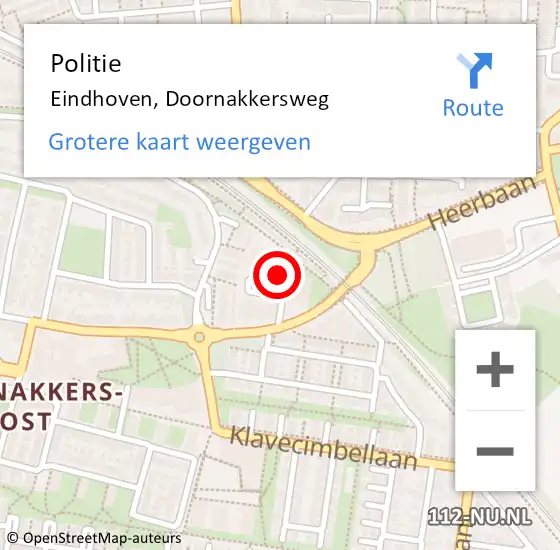 Locatie op kaart van de 112 melding: Politie Eindhoven, Doornakkersweg op 6 juli 2022 07:20