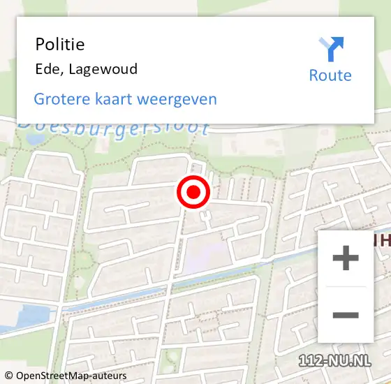 Locatie op kaart van de 112 melding: Politie Ede, Lagewoud op 6 juli 2022 07:35