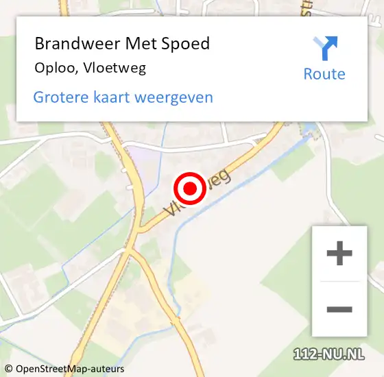 Locatie op kaart van de 112 melding: Brandweer Met Spoed Naar Oploo, Vloetweg op 6 juli 2022 07:35