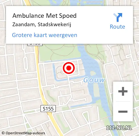 Locatie op kaart van de 112 melding: Ambulance Met Spoed Naar Zaandam, Stadskwekerij op 6 juli 2022 07:39