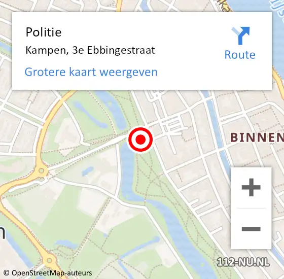 Locatie op kaart van de 112 melding: Politie Kampen, 3e Ebbingestraat op 6 juli 2022 07:55