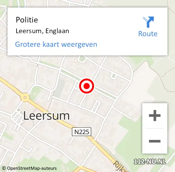 Locatie op kaart van de 112 melding: Politie Leersum, Englaan op 22 juli 2014 12:09