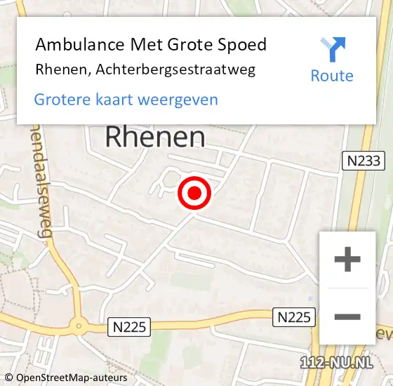 Locatie op kaart van de 112 melding: Ambulance Met Grote Spoed Naar Rhenen, Achterbergsestraatweg op 6 juli 2022 08:23