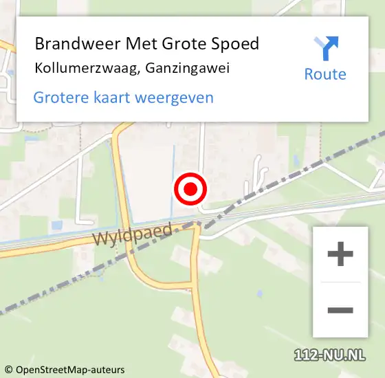 Locatie op kaart van de 112 melding: Brandweer Met Grote Spoed Naar Kollumerzwaag, Ganzingawei op 22 juli 2014 12:12