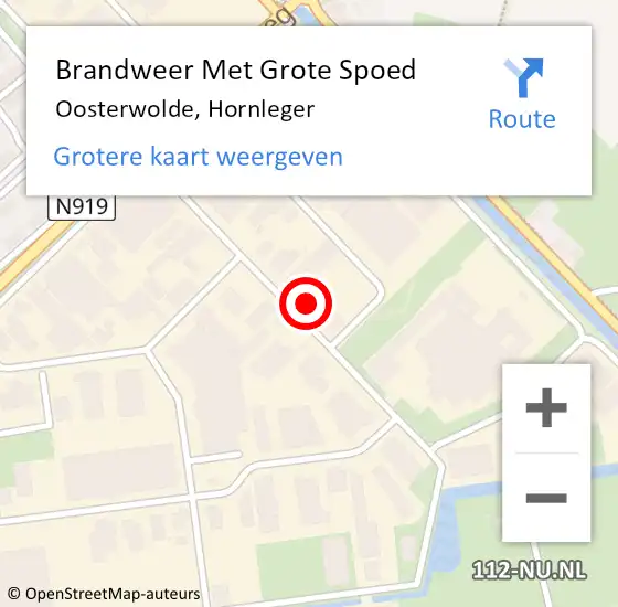 Locatie op kaart van de 112 melding: Brandweer Met Grote Spoed Naar Oosterwolde, Hornleger op 6 juli 2022 08:39