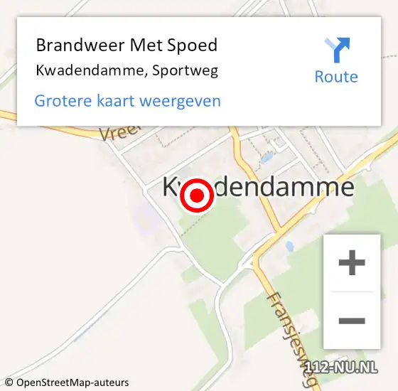 Locatie op kaart van de 112 melding: Brandweer Met Spoed Naar Kwadendamme, Sportweg op 6 juli 2022 09:01