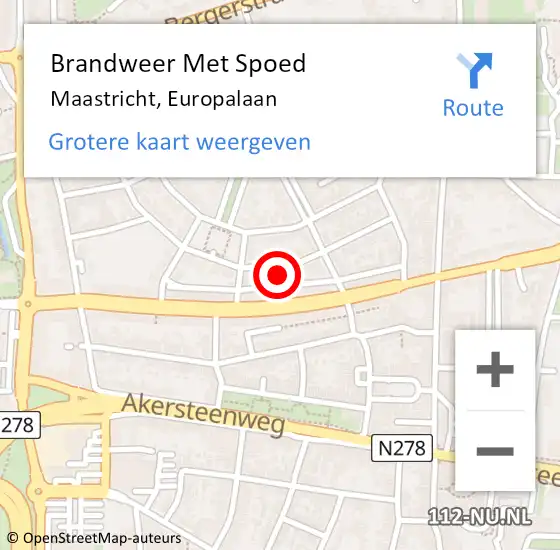 Locatie op kaart van de 112 melding: Brandweer Met Spoed Naar Maastricht, Europalaan op 6 juli 2022 09:12