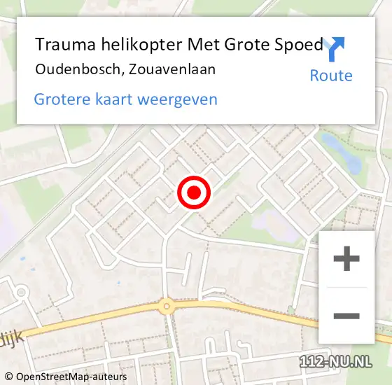 Locatie op kaart van de 112 melding: Trauma helikopter Met Grote Spoed Naar Oudenbosch, Zouavenlaan op 6 juli 2022 09:23